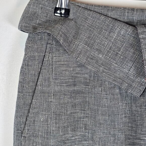 Cordelia Anthropologie Linen Glen Check Wide Folded Overlay Skirt, Sz 6 - Picture 4 of 8